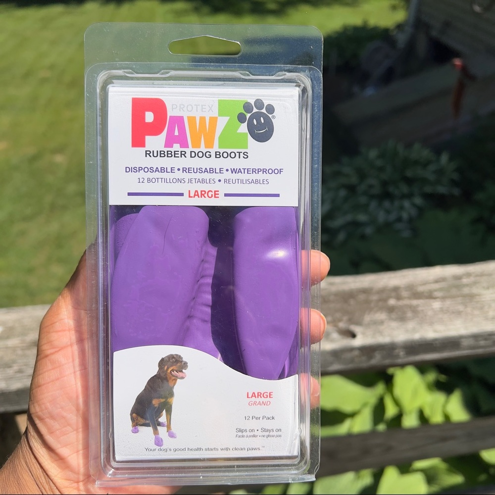 🐾 PawZ Rubber Dog Boots – Purple | Size Large | Reusable & Waterproof